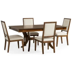 Dining Room Sets | Star Fumiture Core 5-Piece Trestle Dining Set - Wood Trim Side Chairs