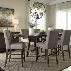 Dining Room Sets | Star Fumiture Double Bridge 5 Piece Counter Height Dining Set with Upholstered Stools