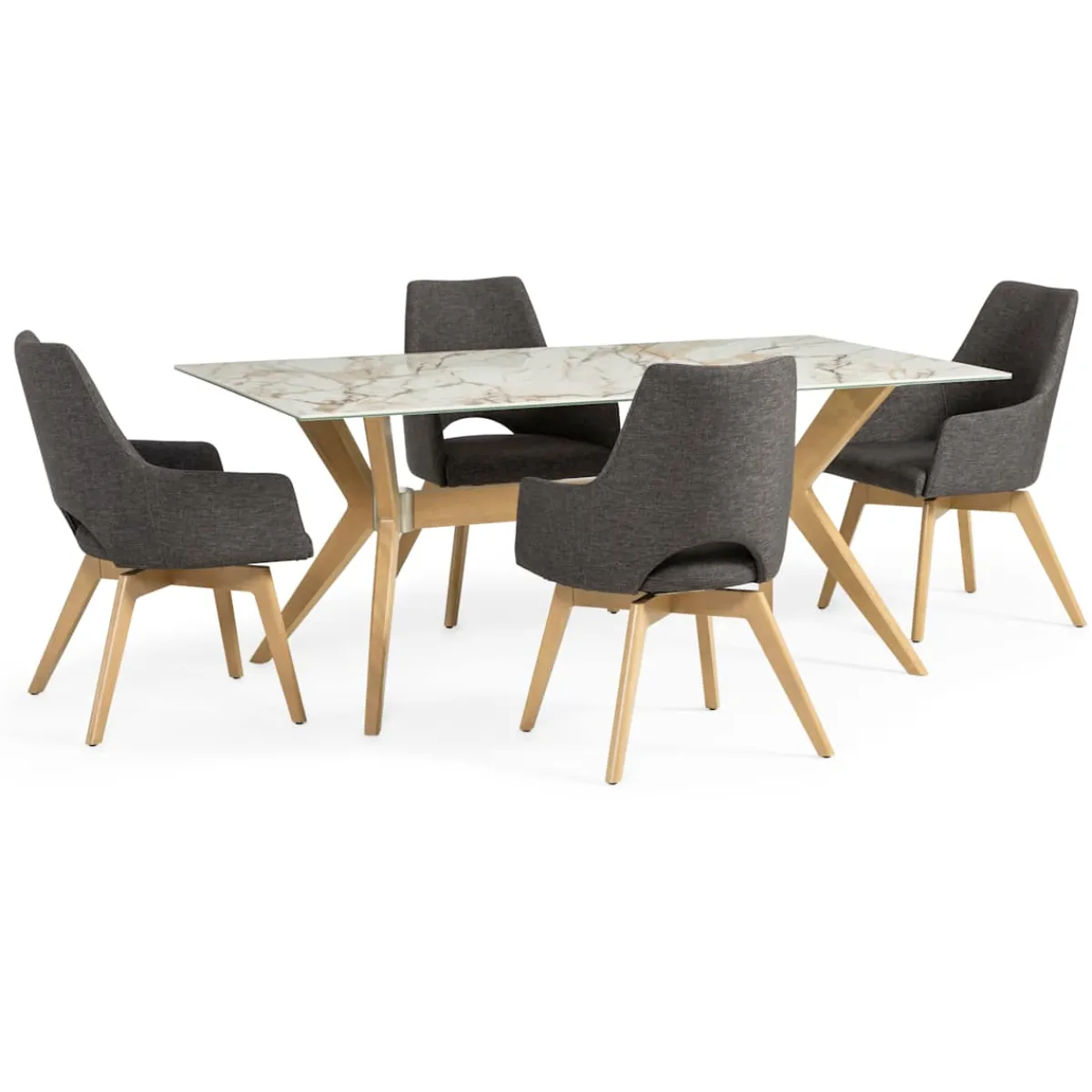 Dining Room Sets | Star Fumiture Downtown 5-Piece Dining Set - Swivel Side Chairs