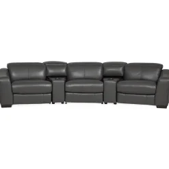 Sectionals | Star Fumiture Ferrari Leather 5-Piece Power Reclining Home Theater Sectional