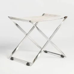 Ottomans & Poufs | Star Fumiture Harper Scissor Ottoman - Polished Chrome