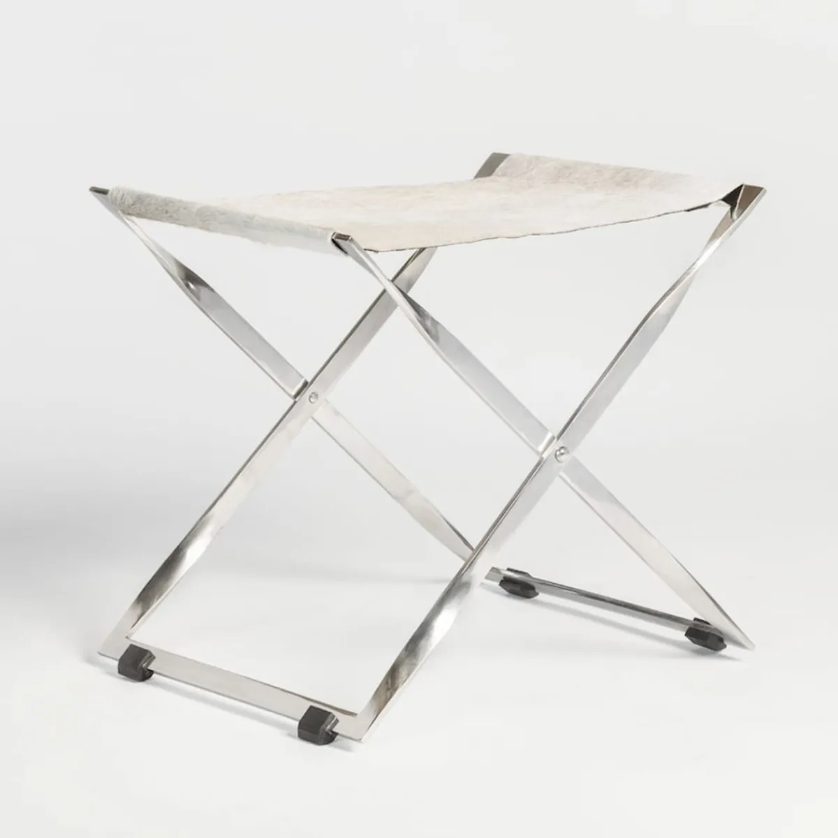 Ottomans & Poufs | Star Fumiture Harper Scissor Ottoman - Polished Chrome