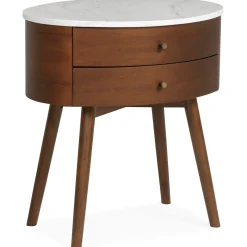 Nightstands | Star Fumiture Mid Century Eliot Oval Nightstand with Stone Top