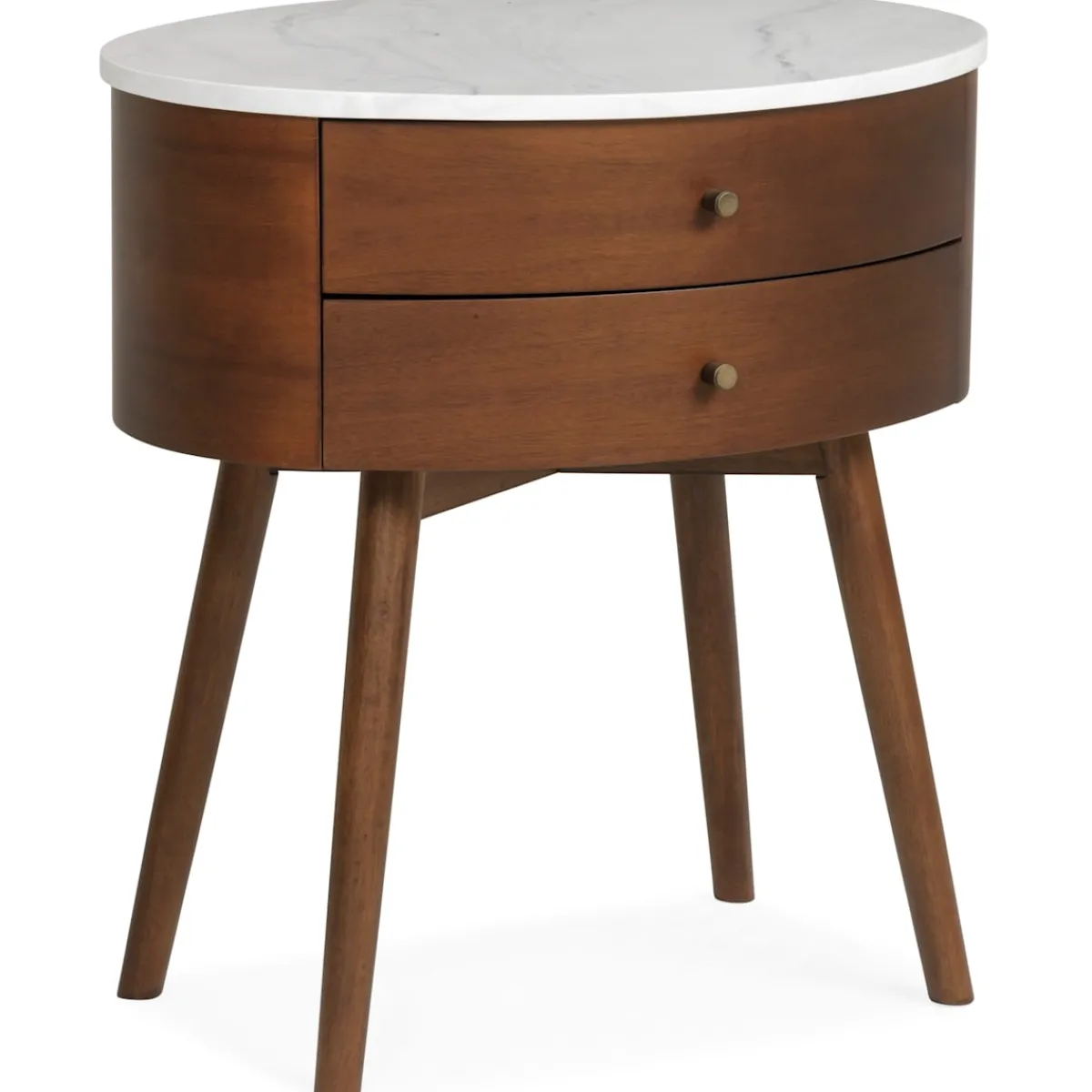 Nightstands | Star Fumiture Mid Century Eliot Oval Nightstand with Stone Top