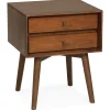 Nightstands | Star Fumiture Mid Century Eliot Two Drawer Square Nightstand