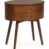 Nightstands | Star Fumiture Mid Century Eliot Two Drawer Oval Nightstand