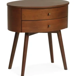 Nightstands | Star Fumiture Mid Century Eliot Two Drawer Oval Nightstand