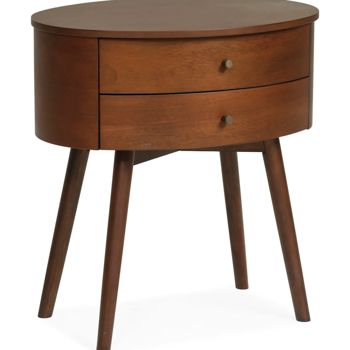 Nightstands | Star Fumiture Mid Century Eliot Two Drawer Oval Nightstand