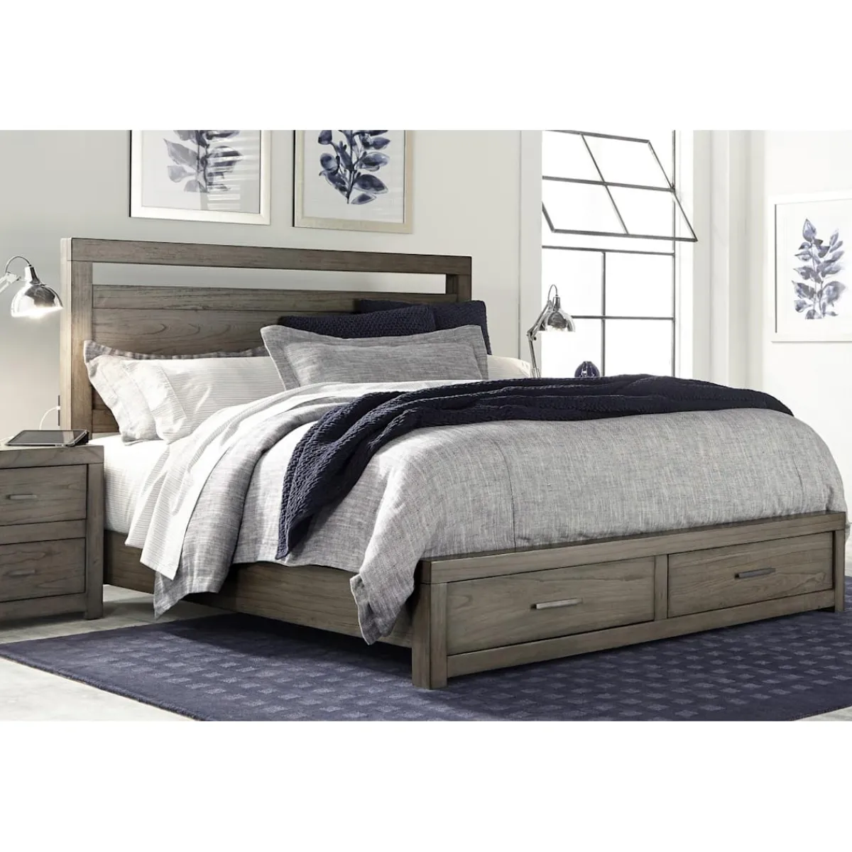 Beds | Star Fumiture Modern Loft Panel Bed with Storage Footboard
