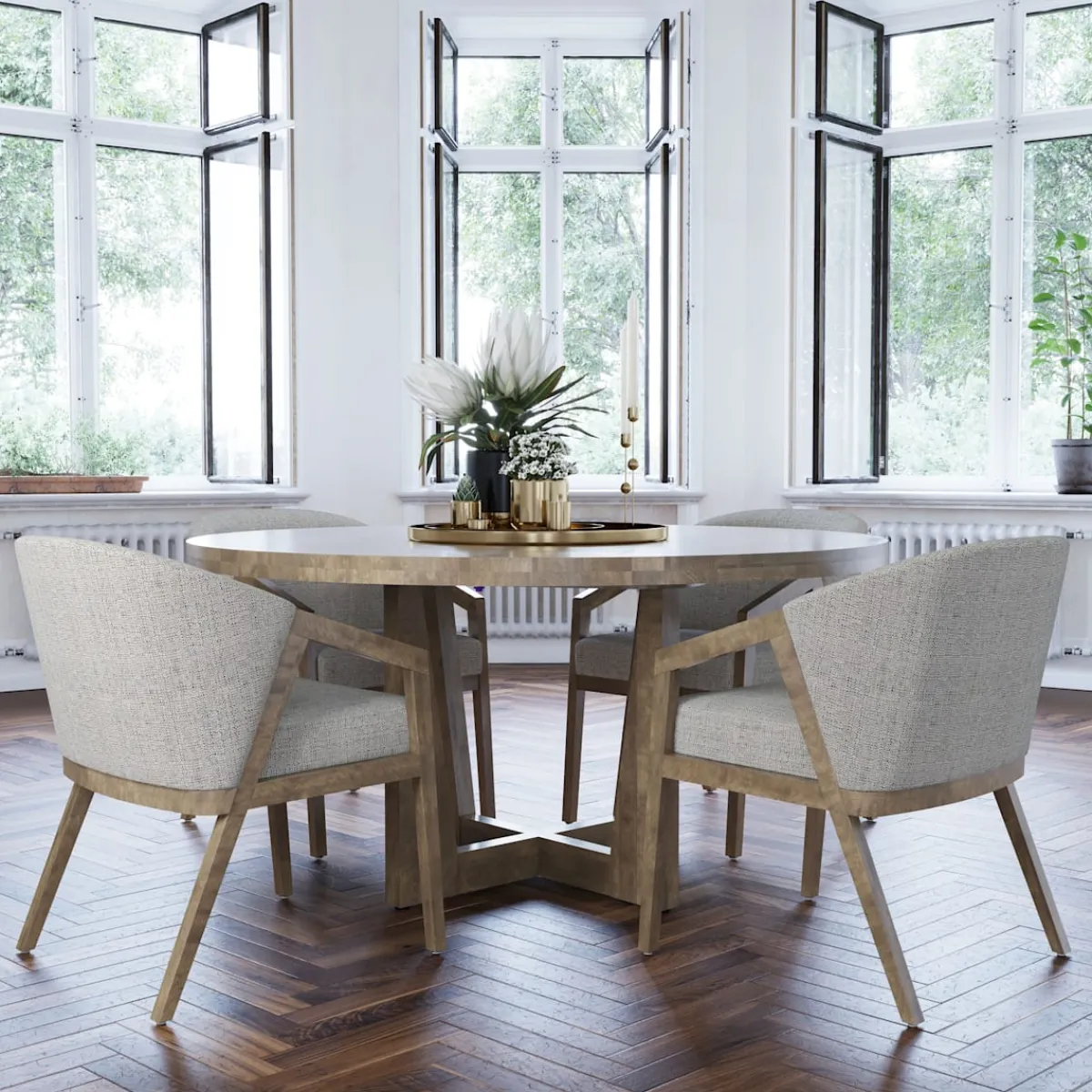 Dining Room Sets | Star Fumiture Modern 5-Piece Round Dining Set