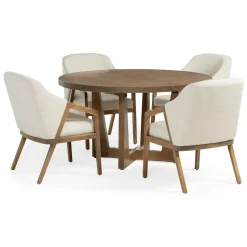 Dining Room Sets | Star Fumiture Modern 5-Piece Round Dining Set - Tall Back Side Chairs