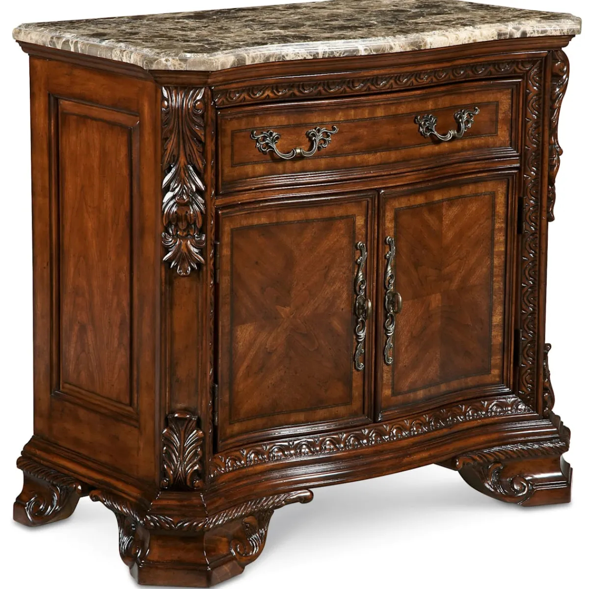Nightstands | Star Fumiture Old World Stone Top Door Nightstand