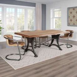 Dining Room Sets | Star Fumiture Organic Forge 5-Piece Rectangular Dining Set w/ Portofino Brown Dining Chairs