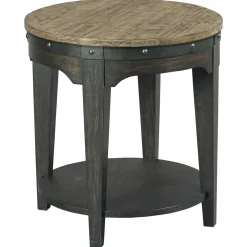 End Tables | Star Fumiture Plank Road Round End Table - Charcoal