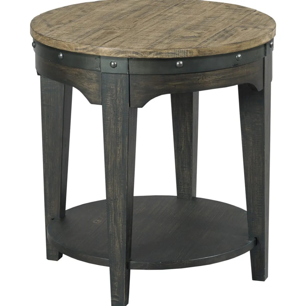 End Tables | Star Fumiture Plank Road Round End Table - Charcoal