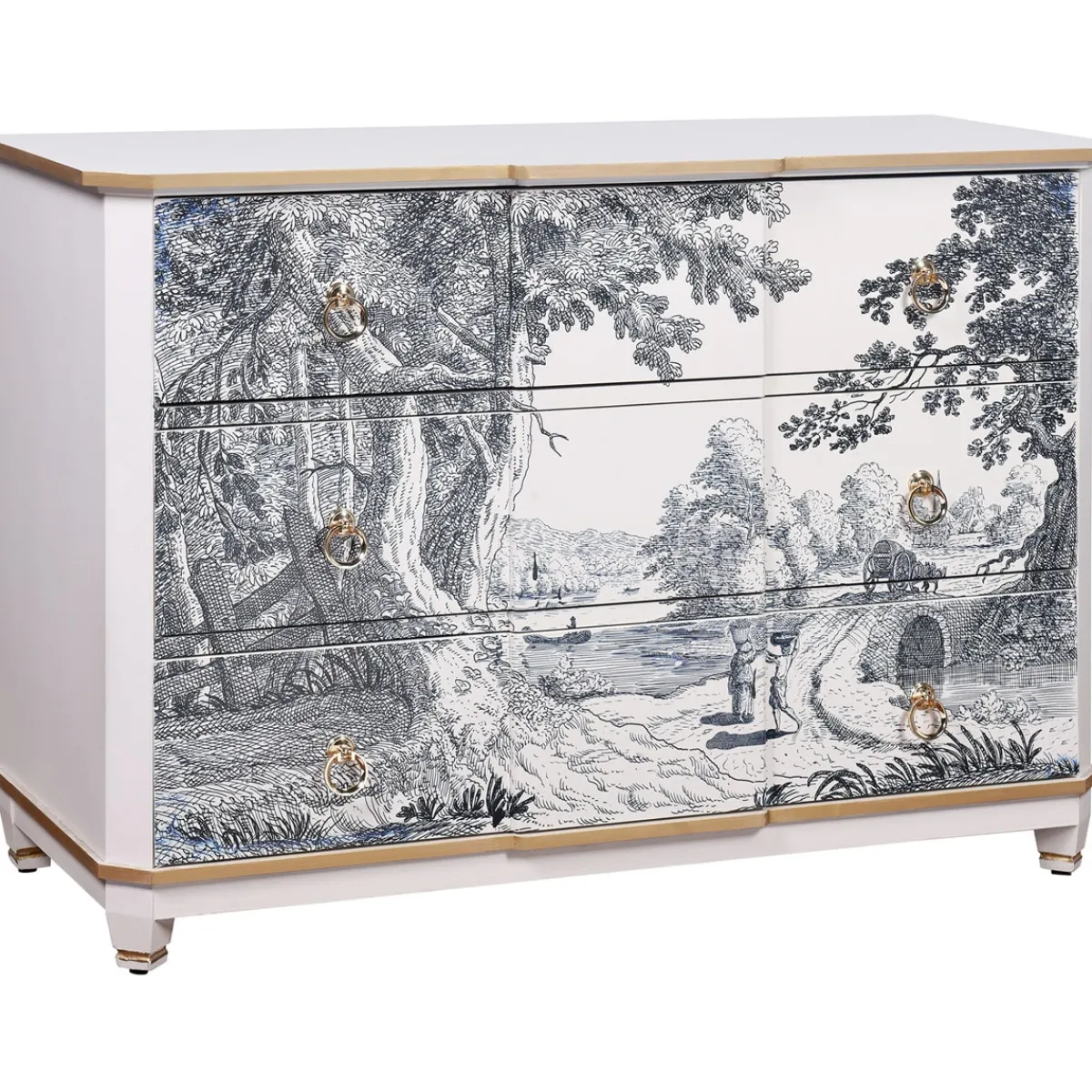 Cabinets & Chests | Star Fumiture Toile De Jouy three Drawer Wooden Chest