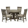 Dining Room Sets | Star Fumiture Treble 5-Piece 48-Inch Round Set W/ Fret Back Upholstered Side Chair - DOVE GREY