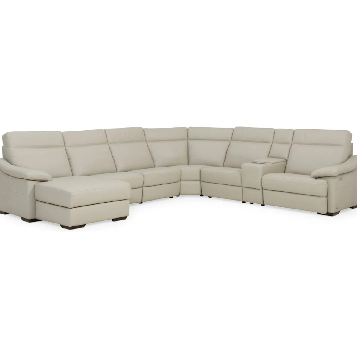 Sectionals | Star Fumiture Urban Cement Leather 7 Piece Power Reclining Chaise Sectional (LAF)